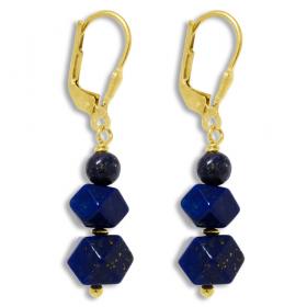 I-be, Lapis Lazuli Edelstein Ohrringe 925 Silber vergoldet, Länge 4,1 cm im Geschenketui, 3811291829SG2 