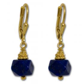 I-be, Lapis Lazuli Edelstein Ohrringe 925 Silber vergoldet, Länge 3,2 cm im Geschenketui, 381829KRSG 