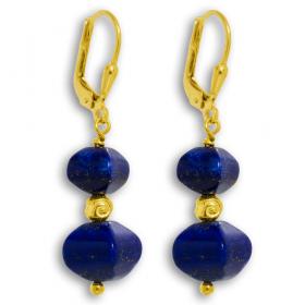 I-be, Lapis Lazuli Edelstein Ohrringe 925 Silber vergoldet, Länge 4 cm im Geschenketui, 381829SP1829SG 