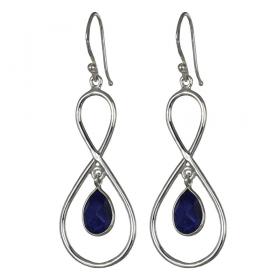 I-be, Lapis Lazuli Edelstein Ohrringe Tropfen 925 Silber, Länge 5,8 cm im Geschenketui, 392924/8/S 