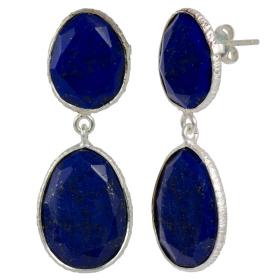 I-be, Lapis Lazuli Edelstein facettiert Ohrstecker, 925 Silber, Länge 4 cm, im Geschenketui, 35291222 