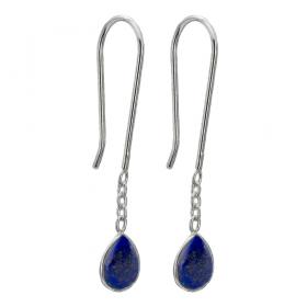I-be, Lapis Lazuli Edelstein Ohrring 925 Silber, Länge:  2,8 cm, im Geschenketui, 392914 Kette S 