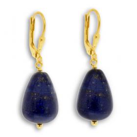 I-be, Lapis Lazuli Edelstein Ohrringe Tropfen 925 Silber vergoldet, Länge 3,9 cm im Geschenketui, 381429SG2 