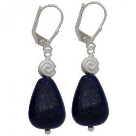 I-be, Lapislazuli Edelstein Ohrringe mit kleiner Spirale 925 Silber, Länge 4,5 cm im Geschenketui, 38S61429 