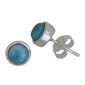I-be,Larimar Edelstein 6 mm Ohrstecker oval, 925 Silber, im Geschenketui, 353011/6 