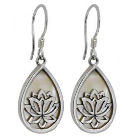 I-be, Perlmutt Ohrringe Tropfen mit Lotusblüte, 925 Silber, 394704 Lotus 