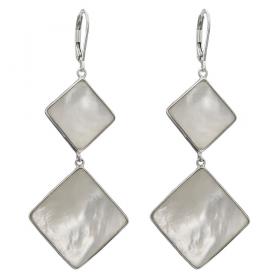 I-be, Perlmutt Ohrringe 2 Vierecke, 925 Silber, 3947 2xViereck KB 