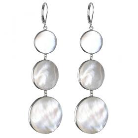 I-be, Perlmutt Ohrringe 3 Kreise, 925 Silber, 394701x3 KB 