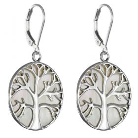 I-be, Perlmutt Ohrringe Baum des Lebens, 925 Silber, 394701 BDL mittel KB 