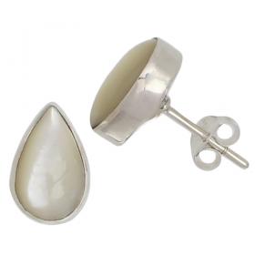 I-be, Perlmutt Ohrstecker Tropfen, 925 Silber, 354714 