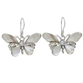 I-be, Perlmutt Schmetterling Ohrringe, 925 Silber, 3947 Schmetterling 
