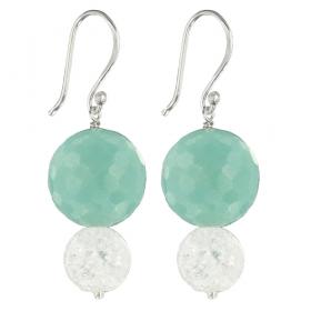 I-be, Amazonit, Bergkristall Edelstein Ohrringe 925 Silber, im Geschenketui, 3821021108 