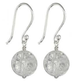 I-be, Bergkristall Edelstein Ohrringe gecrasht rund, 925 Silber, 380711cr S 