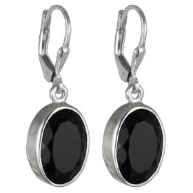 I-be, Onyx Schwarz Edelstein Ohrringe facettiert oval 925 Silber, Länge: 3,3 cm im Geschenketui, 394422 g KB 