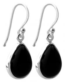 I-be, Onyx Schwarz Edelstein Ohrringe Tropfen, 925 Silber, Länge: 3 cm im Geschenketui, 394414 k S 