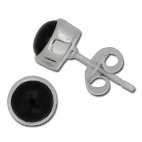 I-be, Onyx Edelstein Ohrstecker rund, 925 Silber, im Geschenketui, 354411/6 
