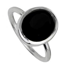 I-be, Onyx schwarz Edelstein Ring 925 Sterling Silber 104412/10x12 