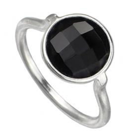I-be, Onyx schwarz Edelstein Ring 925 Sterling Silber 104421/11 