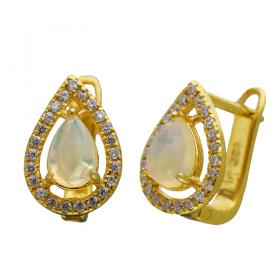 I-be, Opal Zirkonia Edelstein Ohrstecker Tropfen, 925 Silber vergoldet, im Geschenketui, 35451481 SG 