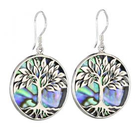 I-be, Paua Muschel Abalone Ohrringe Lebensbaum,925 Silber, 3982 BDL 