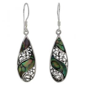 I-be, Paua Muschel Abalone Design Ohrringe, 925 Silber, 3982D2 