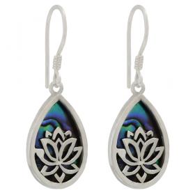 I-be, Paua Muschel Abalone Ohrringe mit Lotusblüte, 925 Silber, 3982 Lotus 