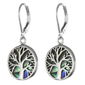 I-be, Paua Muschel Abalone Ohrringe mit Baum des Lebens, 925 Silber, 3982 BDL mini KB 