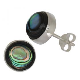 I-be, Paua Muschel Abalone Ohrstecker rund, 925 Silber, 358211 