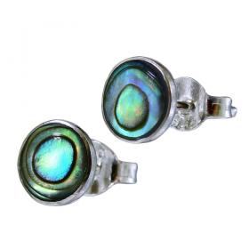I-be, Paua Muschel Abalone Ohrstecker klein rund, 925 Silber, 358211 k 