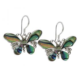 I-be, Paua Muschel Abalone Schmetterling Ohrringe, 925 Silber, 3982 Schmetterling 