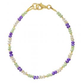I-be, Amethyst, Citrin, Peridot, Edelstein Armband, 925 Sterling Silber Karabinerverschluss vergoldet, im Geschenketui 50031546/20SG 
