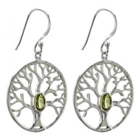 I-be, Baum des Lebens Peridot Edelstein facettiert Ohrringe, 925 Silber, im Geschenketui, 394622/BDL/S 