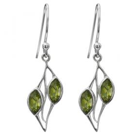I-be, Peridot Edelsteine facettiert Ohrringe, 925 Silber, im Geschenketui, 3946 Narvette x 2 