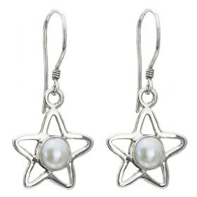 I-be, Süßwasserperlen Ohrringe Stern, echte Edelsteine, 925 Silber, 3968 Stern 