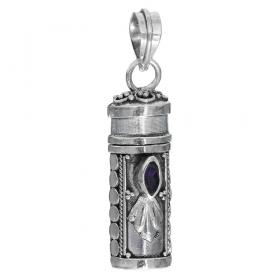 I-be, Anhänger, Pillendöschen mit lila Edelstein Amethyst, 925 Sterling Silber 200325 MS 