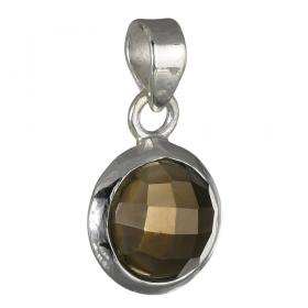 I-be, Rauchquarz Edelstein Anhänger facettiert oval, 925 Silber, im Geschenketui, 205021/10 