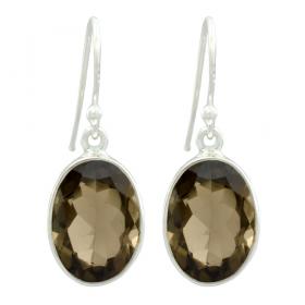 I-be, Rauchquarz Edelstein Ohrringe facettiert oval, 925 Silber, Gesamtlänge 3,3 cm, im Geschenketui, 395022 g S 