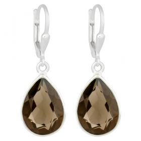 I-be, Rauchquarz Edelstein Ohrringe facettiert Tropfen, 925 Silber, Gesamtlänge 3,3 cm, im Geschenketui, 395024 g KB 