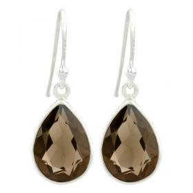 I-be, Rauchquarz Edelstein Ohrringe facettiert Tropfen, 925 Silber, Gesamtlänge 3,3 cm, im Geschenketui, 395024 g S 