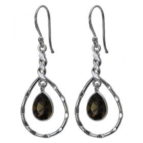 I-be, Rauchquarz Edelstein Ohrringe facettiert Tropfen, 925 Silber, Gesamtlänge: 4,8 cm, im Geschenketui, 395024/4 