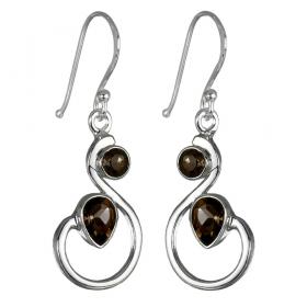 I-be, Rauchquarz Edelstein Ohrringe facettiert Tropfen, 925 Silber, im Geschenketui, 39502124 