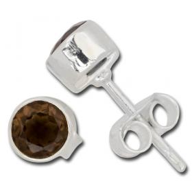 I-be, Rauchquarz Edelstein facettiert 5 mm Ohrstecker, 925 Silber, im Geschenketui, 355021/5 