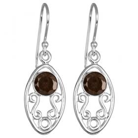 I-be, Rauchquarz Edelstein Ohrringe facettiert Tropfen, 925 Silber, im Geschenketui, 395021 NV6 