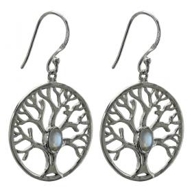 I-be, Baum des Lebens Regenbogen-Mondstein Edelstein Ohrringe Tropfen 925 Silber, im Geschenketui, 397922/BDL/S 