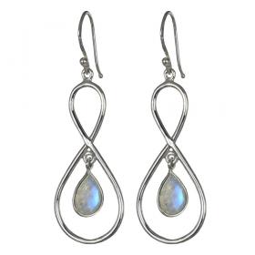 I-be, Regenbogen-Mondstein Edelstein Ohrringe Tropfen 925 Silber, Länge 5,8 cm im Geschenketui, 397924/8/S 