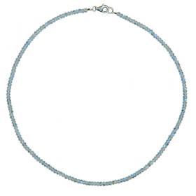 I-be, Regenbogen Mondstein Edelstein Collier/ Kette facettiert Ø ca 3 mm, 925 Sterling Silber Karabinerverschluss 