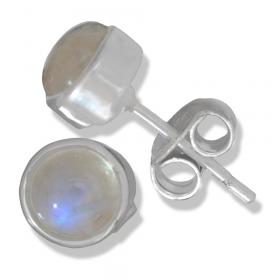 I-be, Regenbogen-Mondstein Edelstein 6 mm Ohrstecker rund, 925 Silber, im Geschenketui, 357911/6 