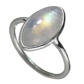 I-be, Regenbogen Mondstein Edelstein Ring 925 Sterling Silber 1079 Narvette 52  (16,6)