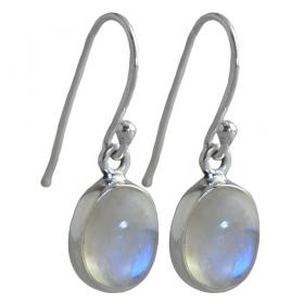 I-be, Regenbogen-Mondstein Edelstein Ohrringe oval 925 Silber, Länge 3,5 cm im Geschenketui, 397912 g S 