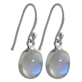 I-be, Regenbogen-Mondstein Edelstein Ohrringe oval 925 Silber, Länge 3 cm im Geschenketui, 397912 k S 